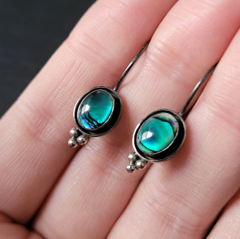 Genuine abalone shell and sterling silver earrings